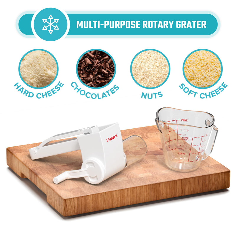 Parmesan Cheese Grater Hand Crank, Restaurant-Grade Rotary Cheese Grater Handheld Italian Style with 2 Stainless Steel Drum Blades is Dishwasher Safe & Easy to Clean 0000