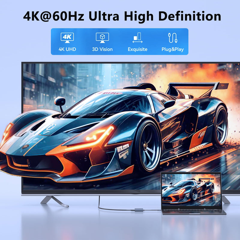 Dual HDMI Adapter for 2 Monitors, Double 4K@60Hz HDMI Splitter for dual monitors, Dual Monitor Adapter, hdmi Splitter Extended Display, USB C Laptop Docking Station Dual monitor for Dell/Mac/HP/Lenovo Dual HDMI Port 4K@60Hz