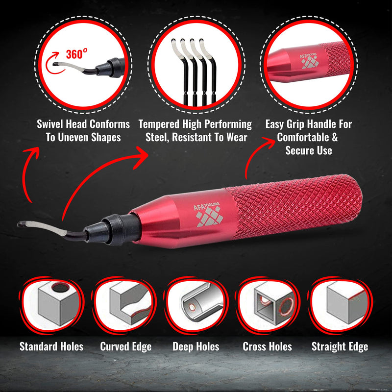 AFA Tooling - Deburring Tool with 41 High Speed Steel Blades - Works on Metal, Resin, PVC Pipes, Copper, Plastic and 3D Printed Edges - Plumbing & 3D Printing Burr Removal Reamer Tool 41 Blades (Mixed 4 Types)