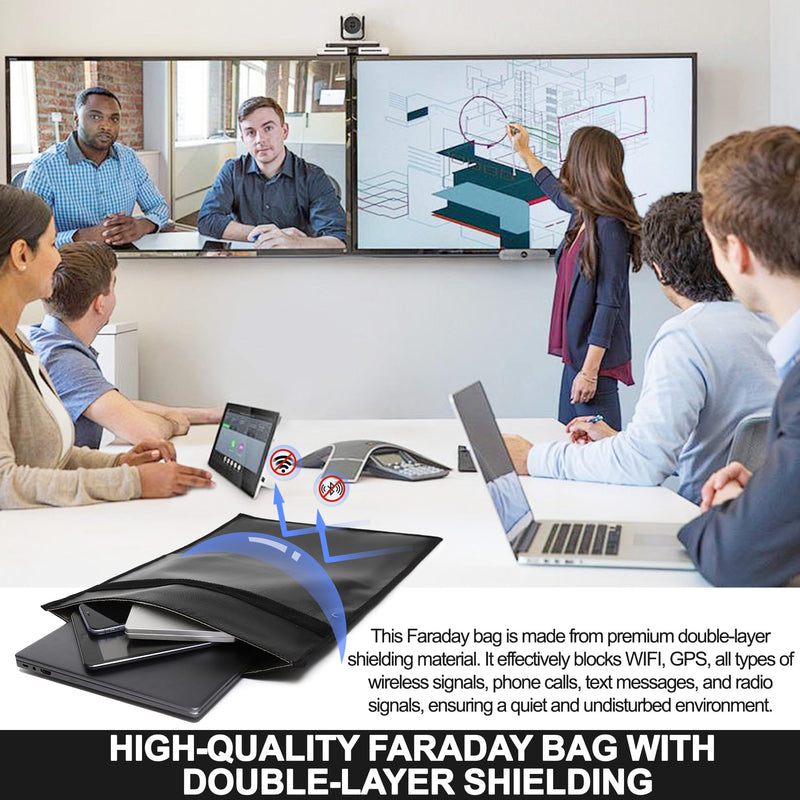 Large Faraday Case 18.5" x 13.7", Signal Blocking Bag for Laptops, Tablets, Phones, Car keys, Superior RFID Signal Shielding, Water-resistant & Fire-resistant