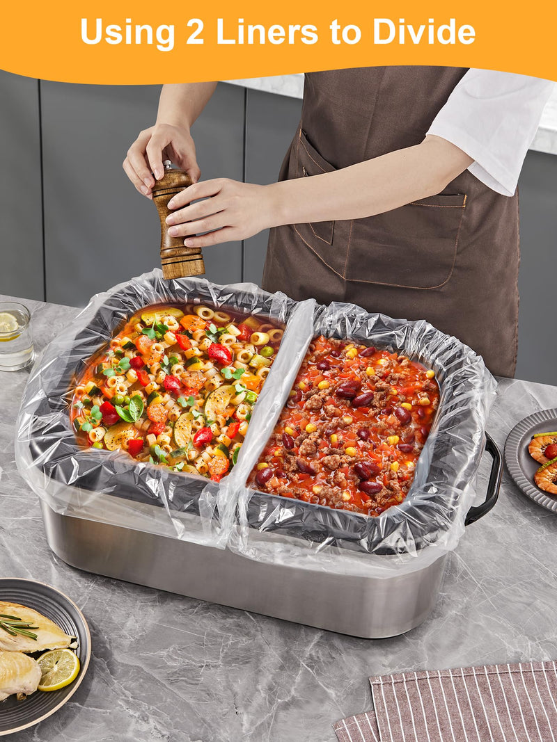 SMARTAKE Electric Roaster Liners, 20 Count Disposable Roaster Liners, Fits 16, 18, 22 Quart Roasters, Roaster Pan Oven Liners Plastic Cooking Bags for Instant Cleanup, 18 x 34 Inch 20-Pack
