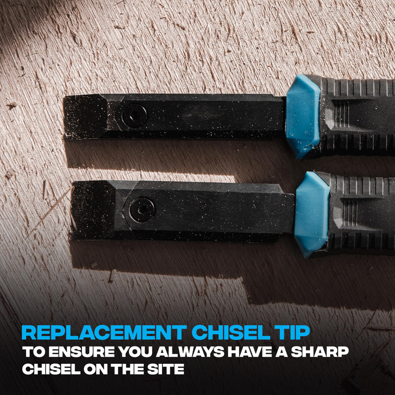 OX Pro 1" Replaceable Tip Wood Chisel with Holster and Extra Tips - Steel Full Tang with Reinforced Striking Cap for Construction Carpentry and Framing OX-P371325 1" Chisel + Tips