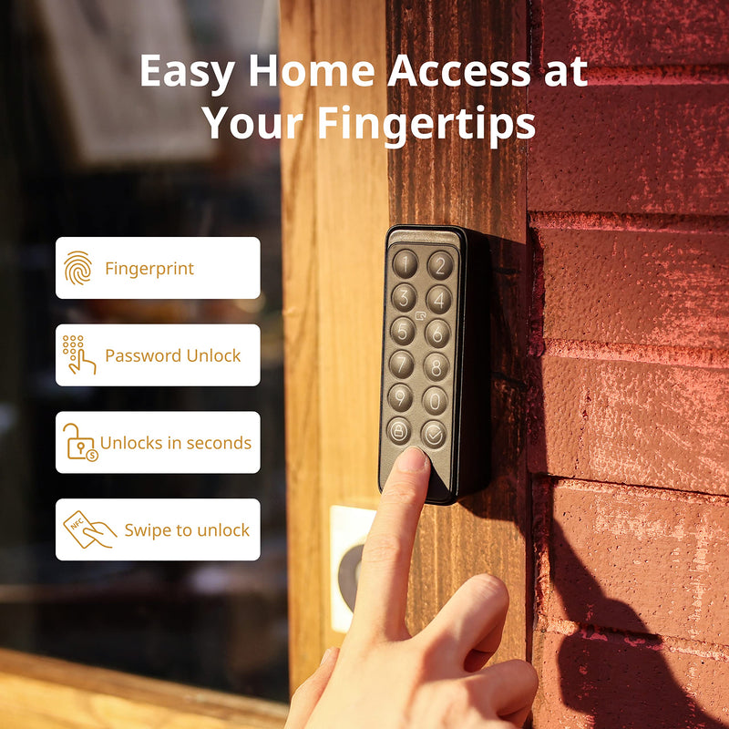 SwitchBot Smart Keypad Touch for SwitchBot Lock, Fingerprint Keyless Home Entry, IP65 Waterproof, Supports Virtual Passwords for Home Security Fingerprint Keypad Touch