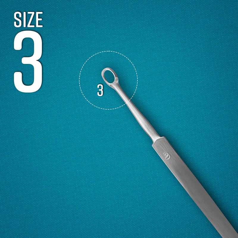 Fox Dermal Curette 3 mm Round Dermatology Scrape Instruments Stainless Steel