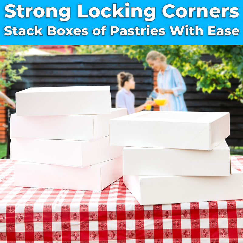 [Australia - AusPower] - Gourmet 10in White Bakery Boxes 5 Pk. Cute Window Displays for Pies, Cakes, Cupcakes and Pastries. Transport Baked Goods with Sturdy, Easy-to Use Carriers. Give Sweet Holiday Gifts at Work or School 