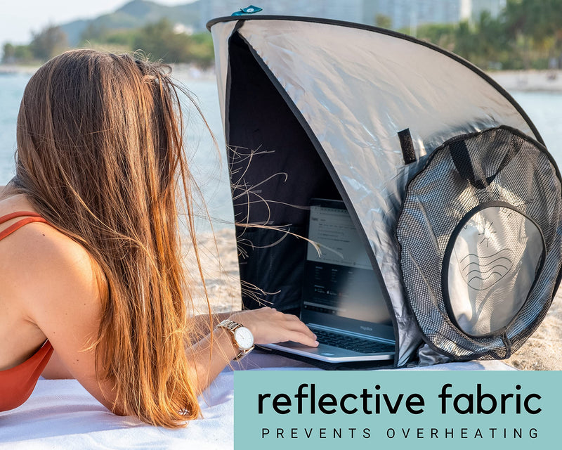 Laptop Sun Shade for Working Outside | Glare Blocker | Heat Reflective | Waterproof | Fits up to 17” Screens | Foldable & Portable Privacy Screen Hood Tent for Outdoors | Perfect Viewing Angle