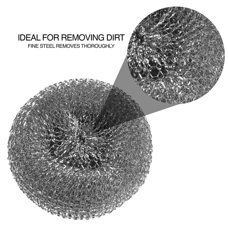 VINDOR steel sponges - cleaning sponge, scourer made of steel wool, removes stubborn dirt, 10 dishwashing sponges, grey