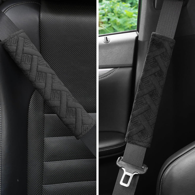 JUSTTOP 2-Pack Universal Car Seat Belt Pads Cover for A More Comfortable Driving, Seat Belt Shoulder Strap Covers Harness Pad for Car Interior Accessories(Black) black