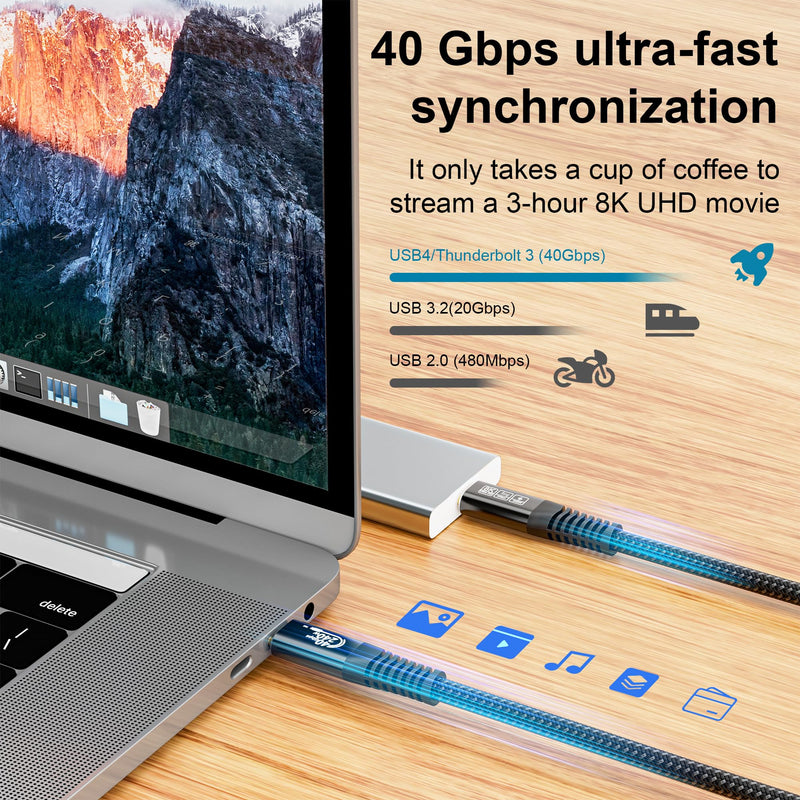 USB c Video Cable, 3.3 ft - 240W Charging, 40Gbps Data & Video Transfer, Supports 8K Resolution, Compatible with Thunderbolt 4/3 MacBook Pro, Docking Stations, USB 4 & 3.2 Gen 2 Devices 40Gbps DATA TRANSFER cable-1M/3.3ft