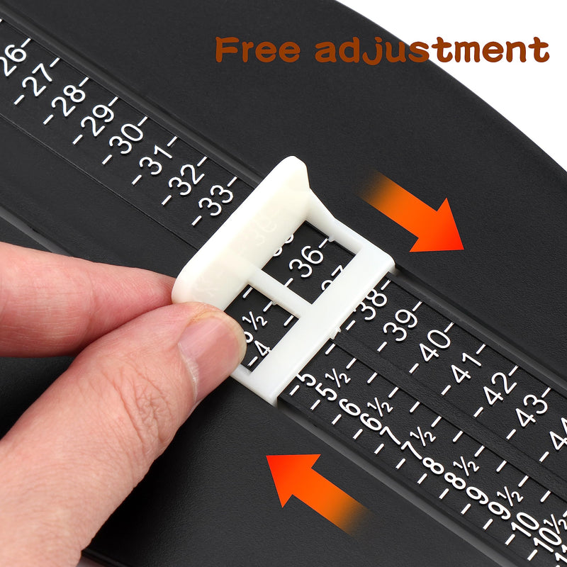 Foot Measuring Device, Shoe Sizes Measuring Sizes with 1 Measuring Tape Feet, Children Adult Shoe Measuring Device for EUR UK Shoe Measuring Device (Black)