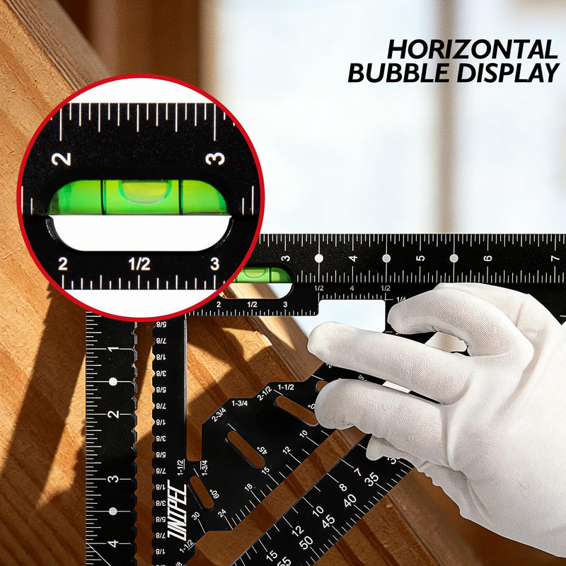 7.5 inch Rafter Square with Level, Aluminum Metal Triangle Ruler Multifunctional Carpenter Square Woodworking Layout Tools 7.5"