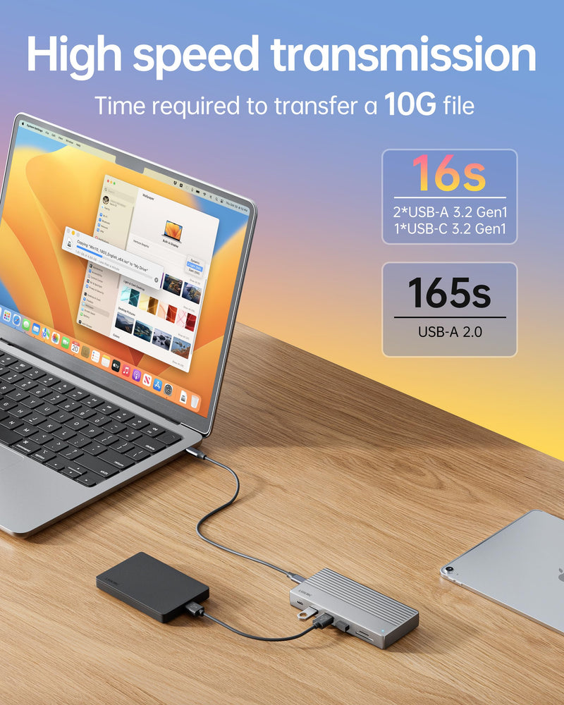 Laptop Docking Station,USB C Dock(11-in-1)with Support 4K Triple Displays,4K Dual HDMI,Single 8K DP,100W PD,4USB,Ethernet,SD Card Reader,Dual Monitor Laptop Dock Compatible with MacBook Dell/HP/Lenovo 2HDMI(4K)&DP(8k)