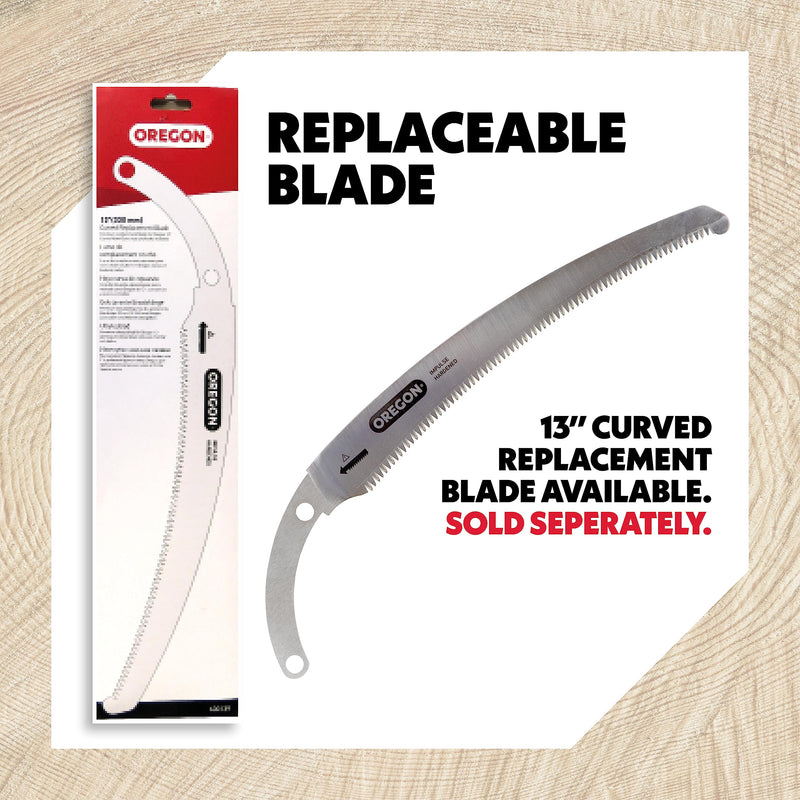 Oregon (600136) Curved Premium Japanese High-Carbon Steel Hand Saw, Rust Proof Forestry/Pruning/Cutting Tool, Curved Blade with Scabbard Safety Sheath,Red,13" 13inch