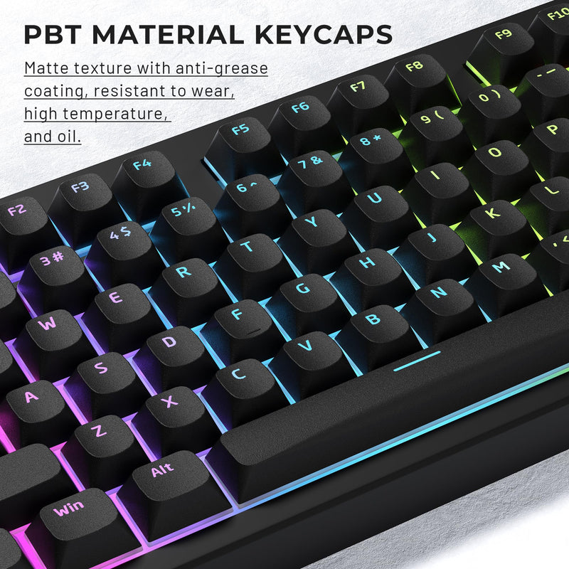 XVX Shine Through Keycaps, Black Pudding Keycap Set, Double Shot PBT Keyboard caps Compatible with Cherry Gateron MX Switches Mechanical Keyboard