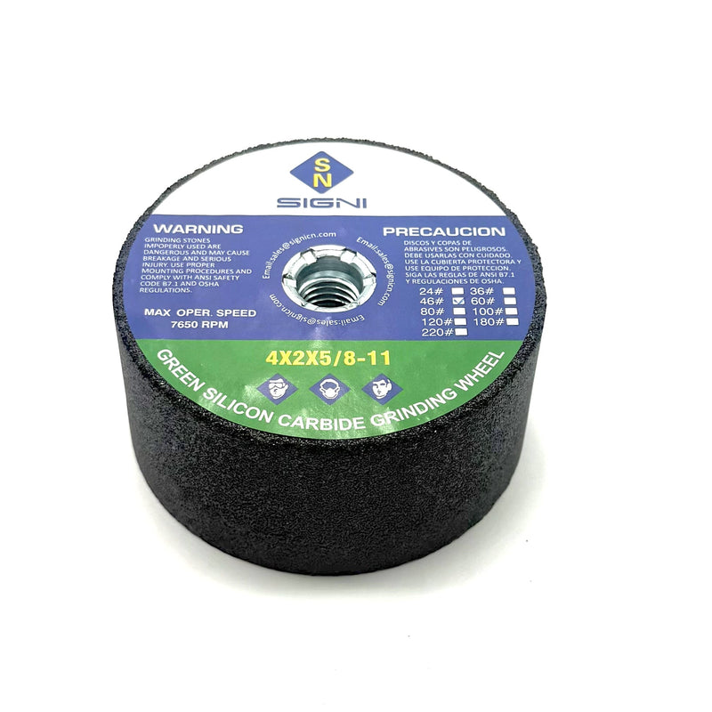 SIGNI 4 inch Silicon Carbide Grinding Stone with 5/8 Arbor for Grinding Masonry (46 Grit) 46 Grit