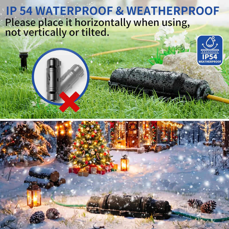 6 Pack Outdoor Extension Cord Safety Cover with Waterproof Seal IP54 Water-Resistant, Weatherproof Electrical Connection Box with 2 Latches, Plug, Socket, Holiday Decoration Light, Black 6 Pack