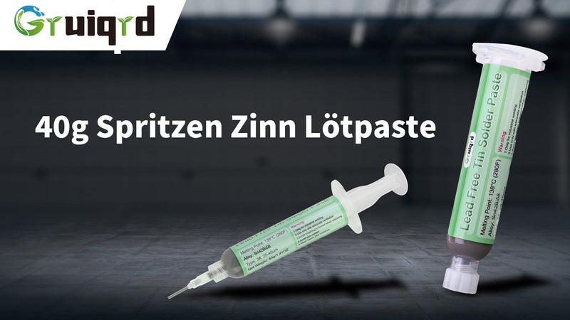 Syringe Soldering Paste, Soldering Paste Sn42Bi58, Lead-Free Low Temperature 138°C, 40g | Gruiqrd Lead Free Flux Solder Flux Tin Paste for BGA LED SMD SMT Solder (1.41oz)