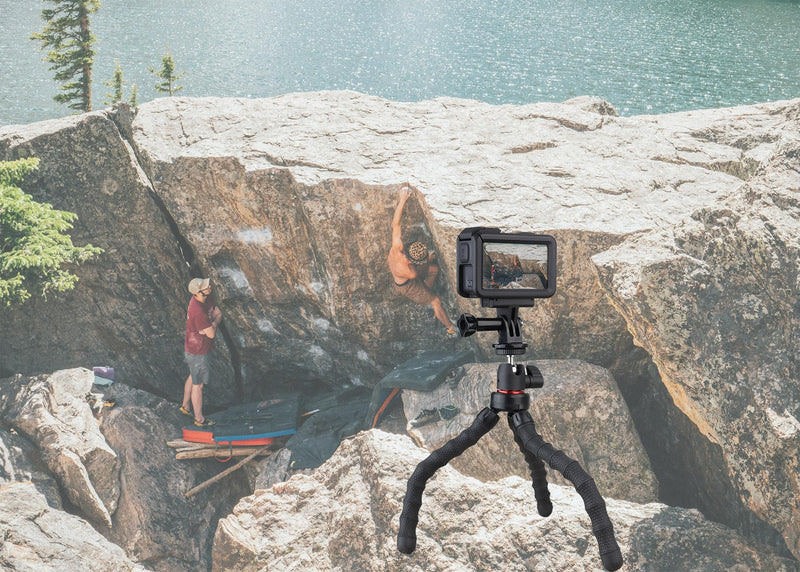 Flexible Camera Tripod Compatible with GoPro Hero 13, 12, 11,10, 9 Bendable Tripod 360° Rotation Mount Stand for Vlogging