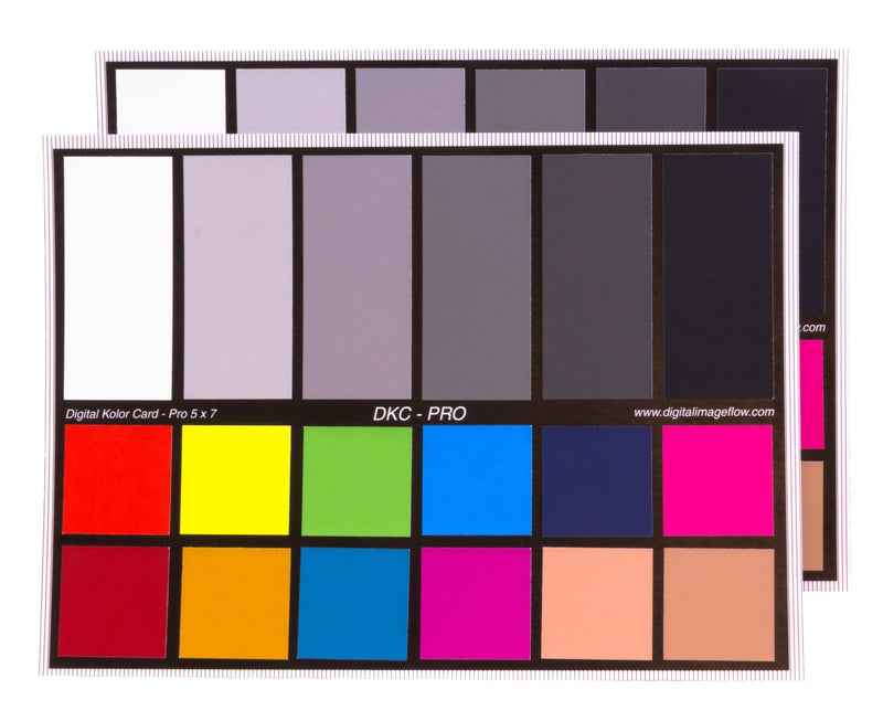 DKC-Pro 5" x 7" Set of 2 White Balance and Color Calibration Charts with 12% and 18% Gray - Pro Quality - Includes Frame Stand and User Guide