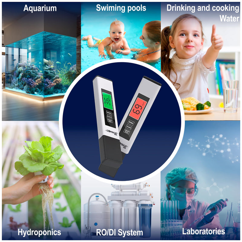4 in 1 TDS Meter Digital Water Tester - Professional Testing for Drinking Water, RO/DI System, Aquariums, etc, Accurate and Reliable TDS EC & Temp(°C,°F) Meter - 0-9990ppm - New 2025 3 in 1 liquid tester