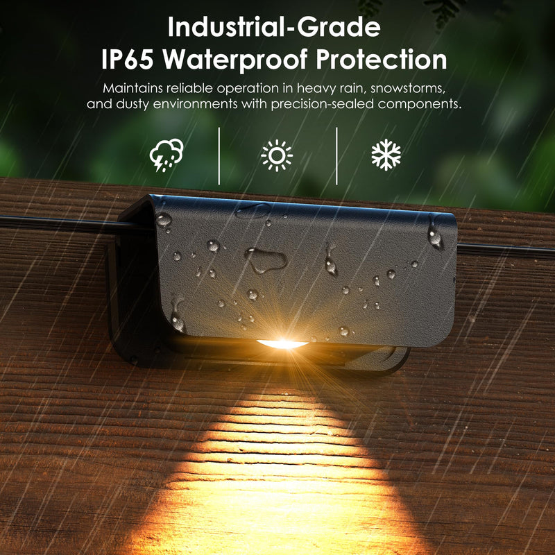 Fence Lights Outdoor, IP65 Waterproof Deck Light with 45.93ft Cable, Warm White Step Lights for Stairs, Step, Yard, Patio, and Pathway (10 Pack)