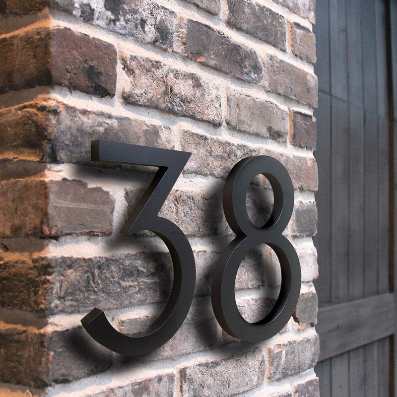 HASWARE Floating House Number 6 inch Stylish Door Numbers Alphabet Plaque Street Home Address Numerals (Black, 2) Large 2 Black