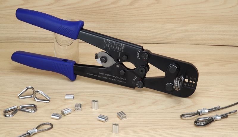Wire Rope Crimping Tool Kit, Built-in Cutter Swaging Tool 1/8" 1/8" Crimper Kit