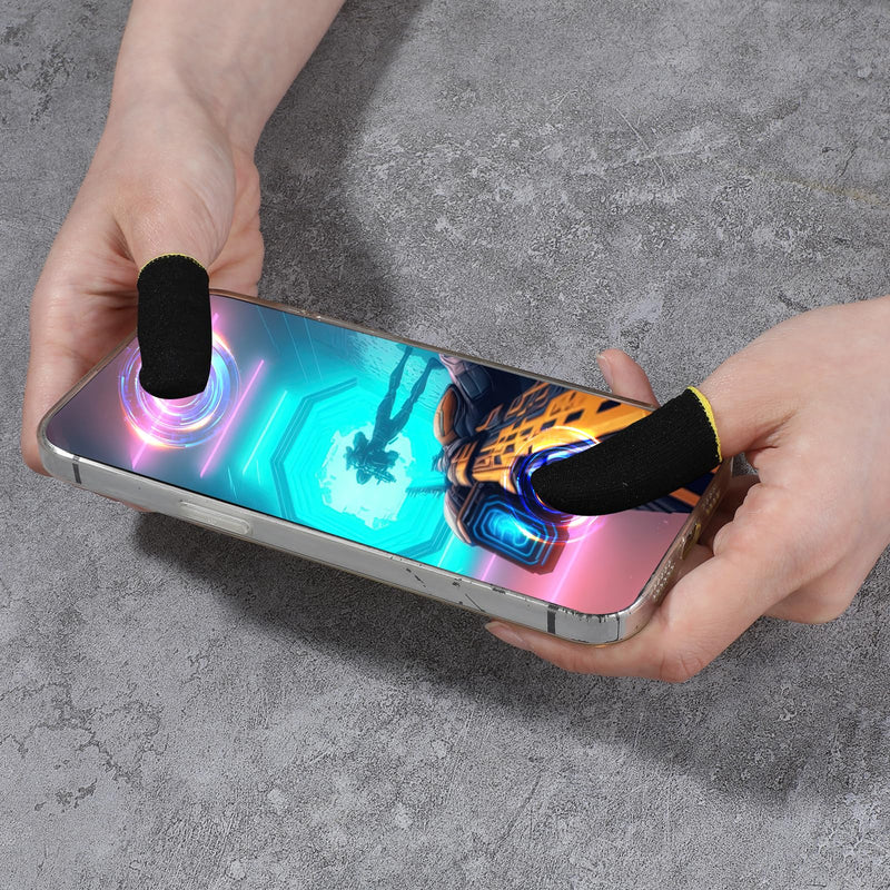30 Pcs Carbon Gamer Finger Thumb Sleeves Mobile Gaming Smooth Operation Stabilizer Sweatproof Breathable Thin Compression Support Glove Protector Seamless Screen Finger Cover