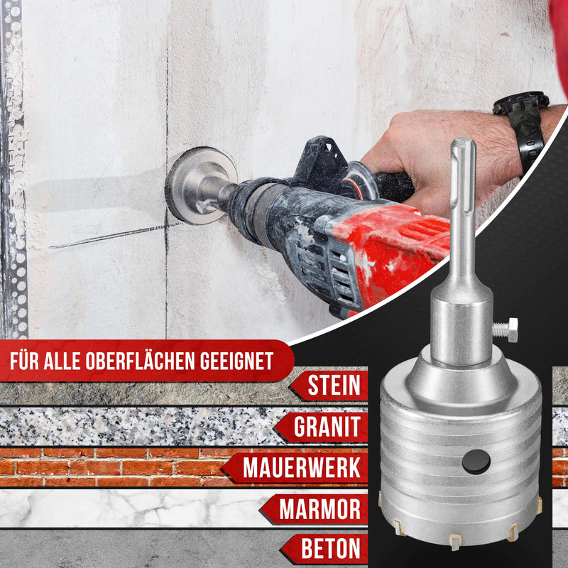 KSP-Tec ® drill bit 82mm - reinforced design - hammer impact resistant - [XXL teeth] - 4 cutting edges center drill - can drill mm - drill bit socket for masonry and concrete (82mm)
