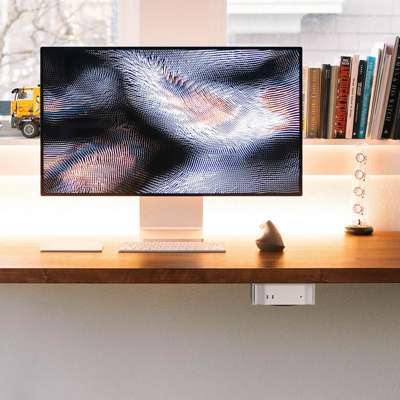 GEEKRIA Desktop Computer Under Desk Mount, Compatible with Apple 2024 Mac mini M4/ 2024 Mac mini M4 Pro, 3D Printed Monitor Mount - Wall Mount- VESA Stand- Accessories (Silver)