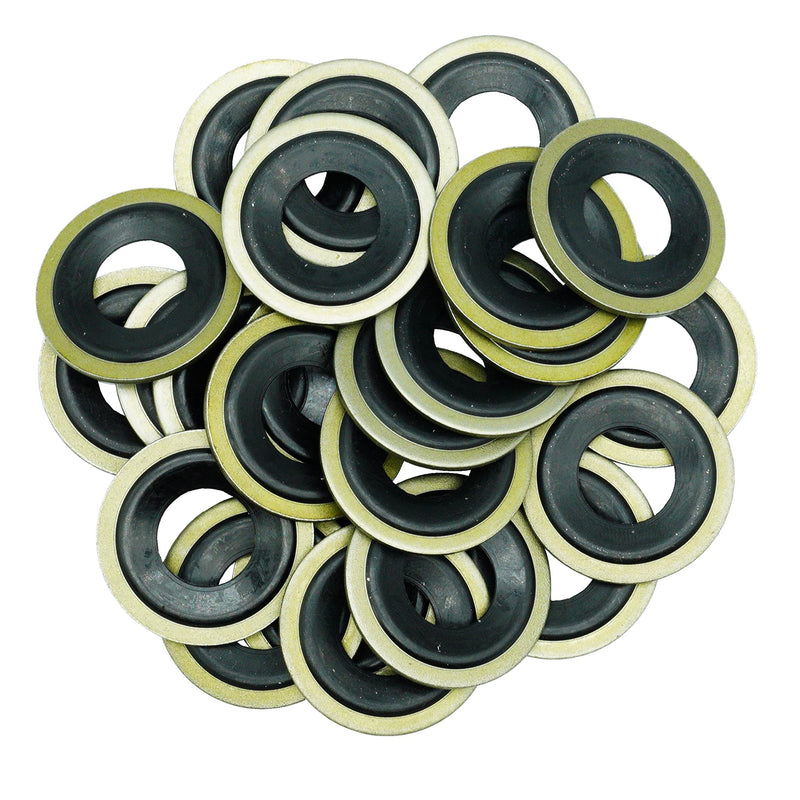 25 PCS Metal/Rubber Drain Plug Gasket, Fits 1/2, M12, M12 So Replace 097-021, 65274, 365274, 14079550, 14090908, 1625762, 1631748, 24571185, 25524544, 5741252, 8-14090-908-0 (24.7x11.5mm) M12 097-021 (GM/25PCS)