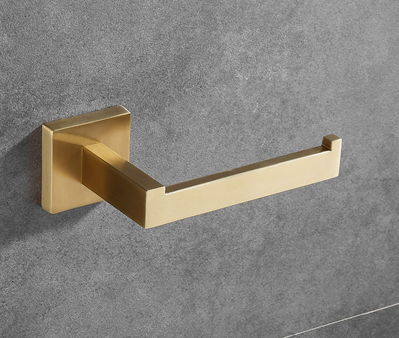 Beelee Gold Bathroom Accessories Set: 3-Piece Hardware Set - Wall Mounted Toilet Paper Holder, Hand Towel Ring/Bar, Towel/Robe Hook, Brushed Gold Finish, BA199SET-3BG1 3 Pieces