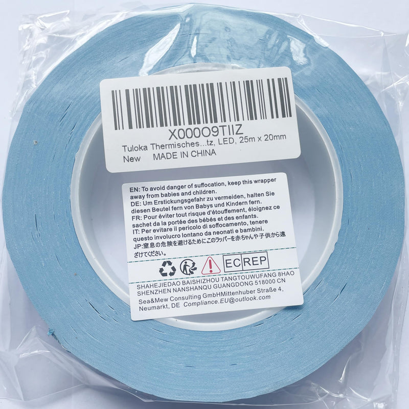 Tuloka Thermal Adhesive Tape Conductive Double Sided Cooling Tape for Integrated Circuit Heatsink Chipset LED 25m x 20mm