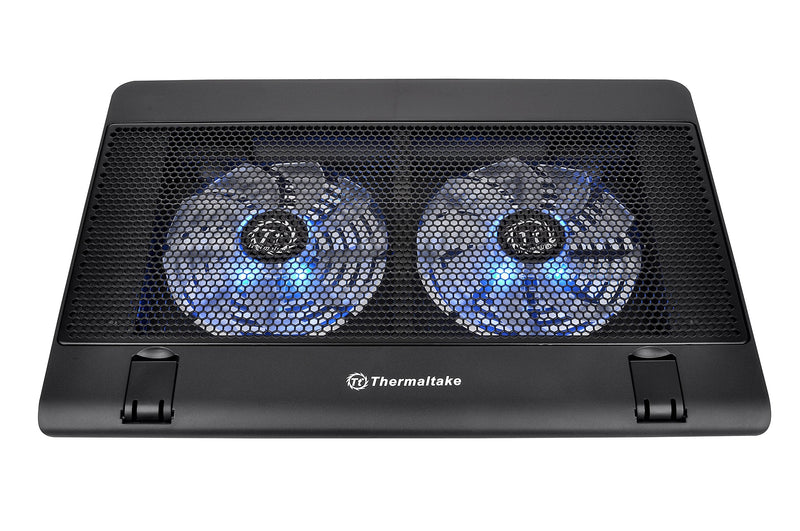 Thermaltake Massive 14 Steel Mesh Panel Dual 140mm Blue LED Fan Adjustable Speed Control 10"-17" Laptop Notebook Cooling Pad CL-N001-PL14BU-A,Black 2 Fans