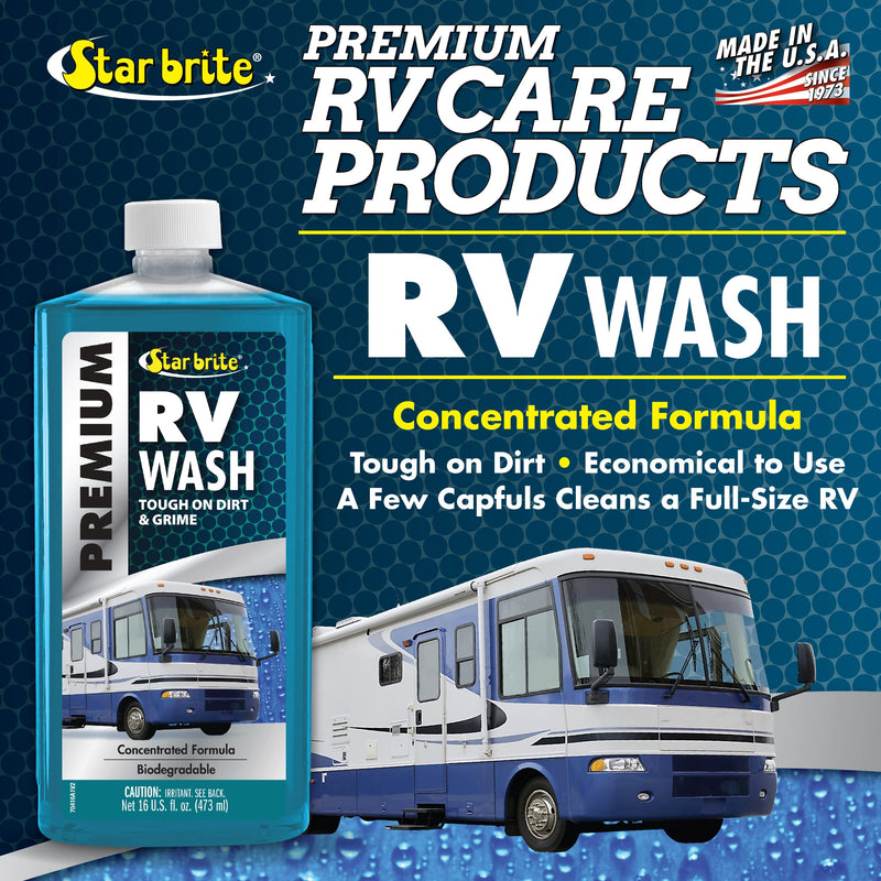 STAR BRITE Premium RV Wash - Ultimate RV Exterior Cleaner for Road Grime & More - Ideal for All Camper Surfaces - 16 OZ (070416P)