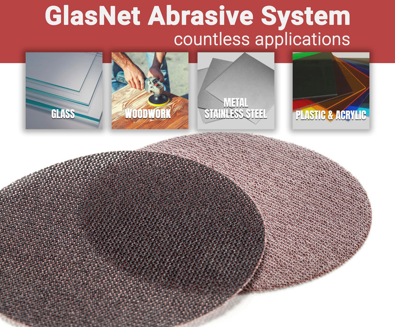 GLASS POLISH Pack of 5 GlasNet200 Large Professional Grinding Disc for Glass, Silicon Carbide Grinding Disc with Velcro Fastener | Ø 125 mm | 14504