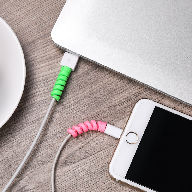 Jetec 24 Pieces Charger Cable Protector, Silicone Flexible Cable Saver, Mouse Cable Wire Protector, Suit for All Cellphone Data Lines(Black, Pink, Blue, Green) Black, Pink, Blue, Green