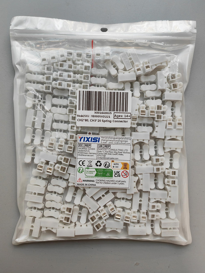 YIXISI 100 pieces Chnelle cable for connecting, 2 pins cable connector, CH2 spring connector (CH2*70, CH3*20) Ch2-80 + Ch3-20