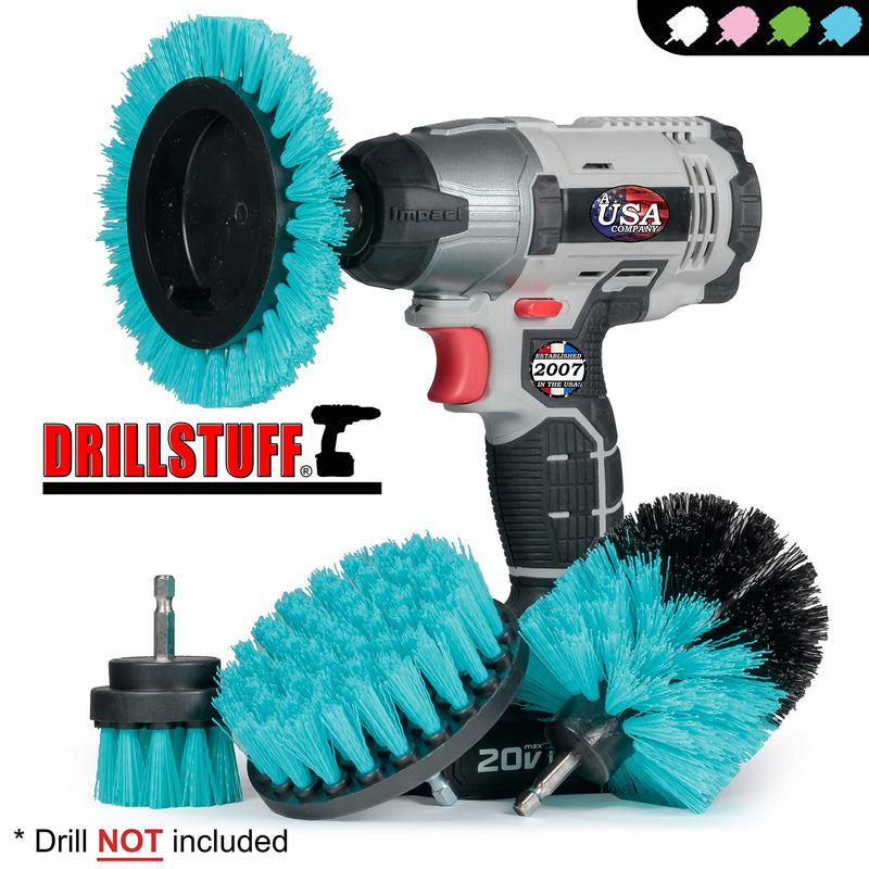 Aquatic Cleaning Supplies - Boat Cleaning Accessories - Hull Cleaning Brush Set - Boat Scrubbing Deck Brush - Spinning Drill Heads Brush Kit - Barnacle Removing Tool - Tank Cleaning Brushes - Aquatic Teal
