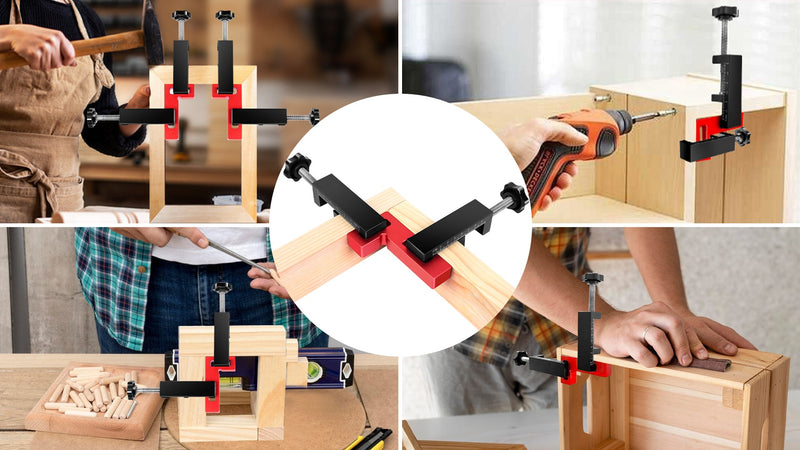 ArtyMaster Corner Clamps for Woodworking - Durable & Versatile 90 Degree Right Angle Clamps, 2 Pack 2" x 4" Aluminum Positioning Squares with 4 C-Clamps for Cabinets, Frames, and Drawers 2 Packs