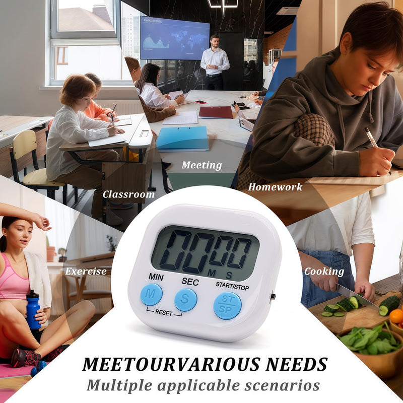 12 Pack Multi-Function Electronic Timer - Kitchen Timer,Magnetic Digital Timers,Big LCD Display, ON/Off Switch,Extensively Use in Cooking,Gym, Meeting, Classroom,Kitchen,Study,Work,Outdoor Activities 12
