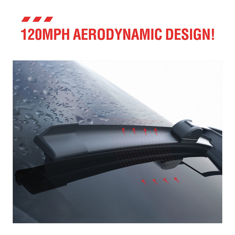 OEM Quality Performance Premium Beam windshield wiper blades 26 and 16,All-Season Auto Replacement Windshield Wiper Blades,Fit Toyota Corolla 19-09 RAV4 20-13,Accord 20-18,CR-V 16-12 Elantra +More 26''+16'' (Pair For Front Windshield) Hook