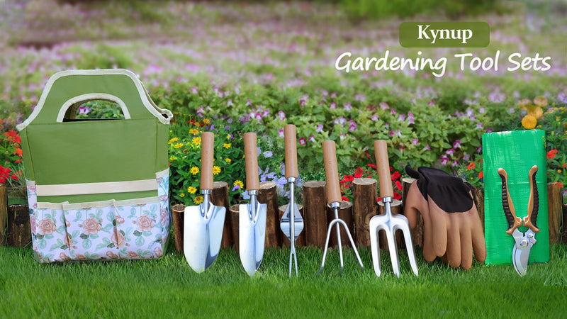 Kynup Garden Tools Set with Storage Bag, Heavy-Duty Gardening Kit for Women Stainless Steel Set (9 Piece)