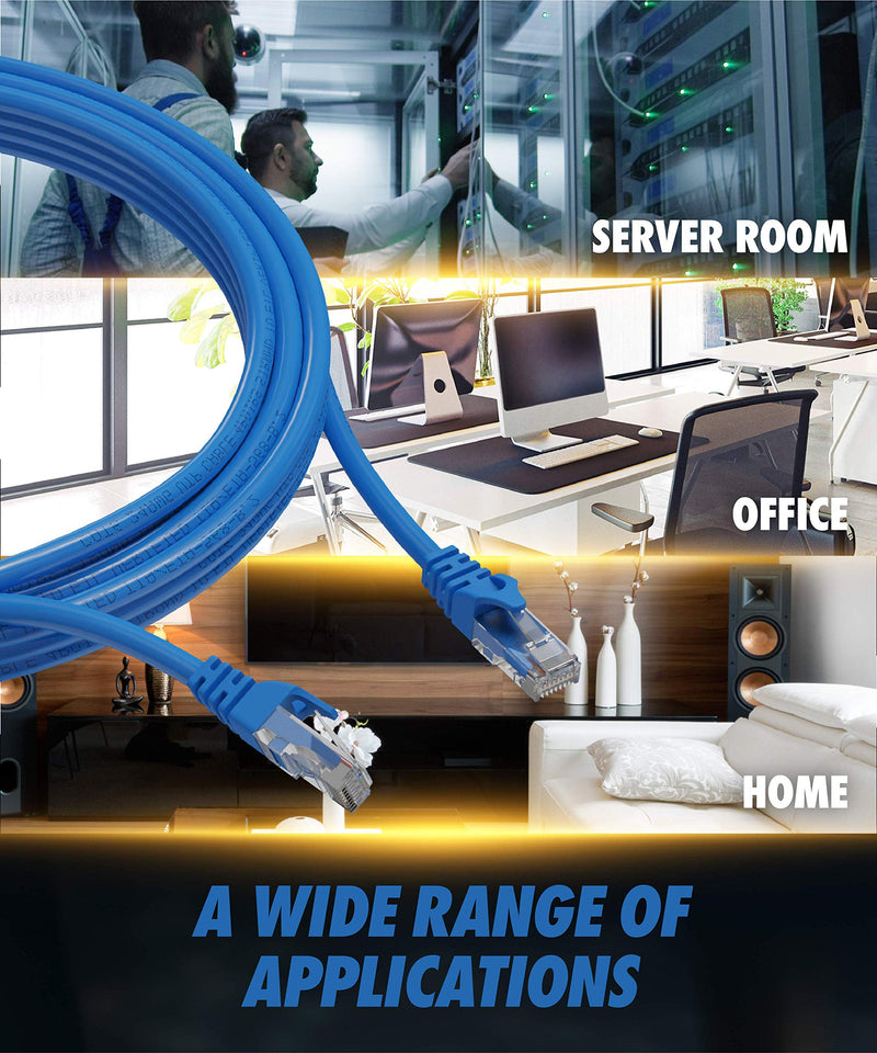 Ultra Clarity Cables Cat6 Ethernet Cable 6 Ft [2 Pack], 10Gpbs High Speed Internet Cable, RJ45 Cat-6 Ethernet Patch Cable, Network Ethernet Cord Connectors - Blue & Black Cat6 6 Ft