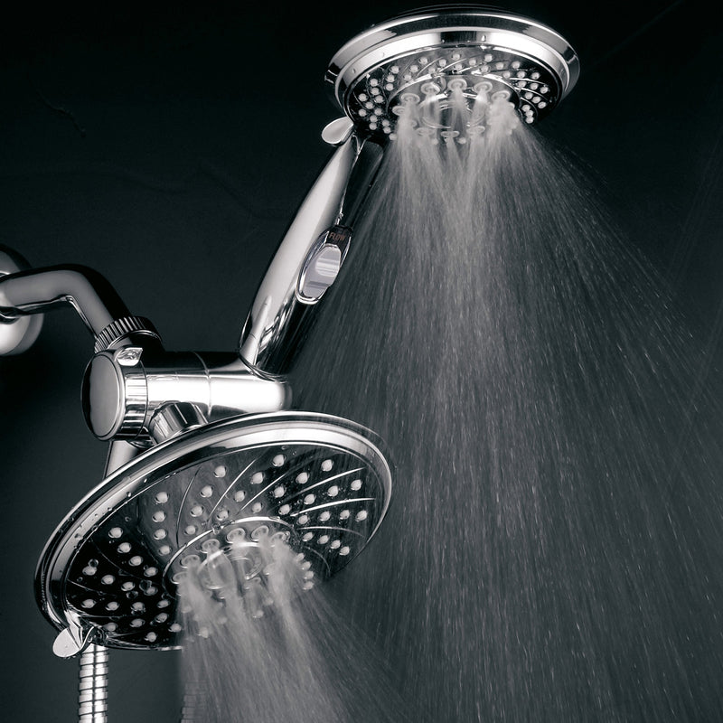 HotelSpa - Shower Heads with Handheld Spray - High Pressure Shower Head - 6 Inch Showerhead, 4 Inch Handheld Shower Head - 2-in-1, 30-Setting Shower Heads, 5-to-7 Foot Shower Hose, Showerspa (Chrome) 7 ft Hose Chrome