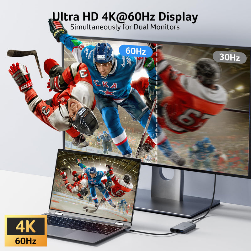 Acer USB C to Dual HDMI Adapter 4K@60Hz, 4-in-1 USB C Hub Multiport Adapter with 100W PD, USB 3.0, Docking Station Dual Monitor, Compatible with Acer, MacBook Air/Pro, Dell XPS, HP, etc