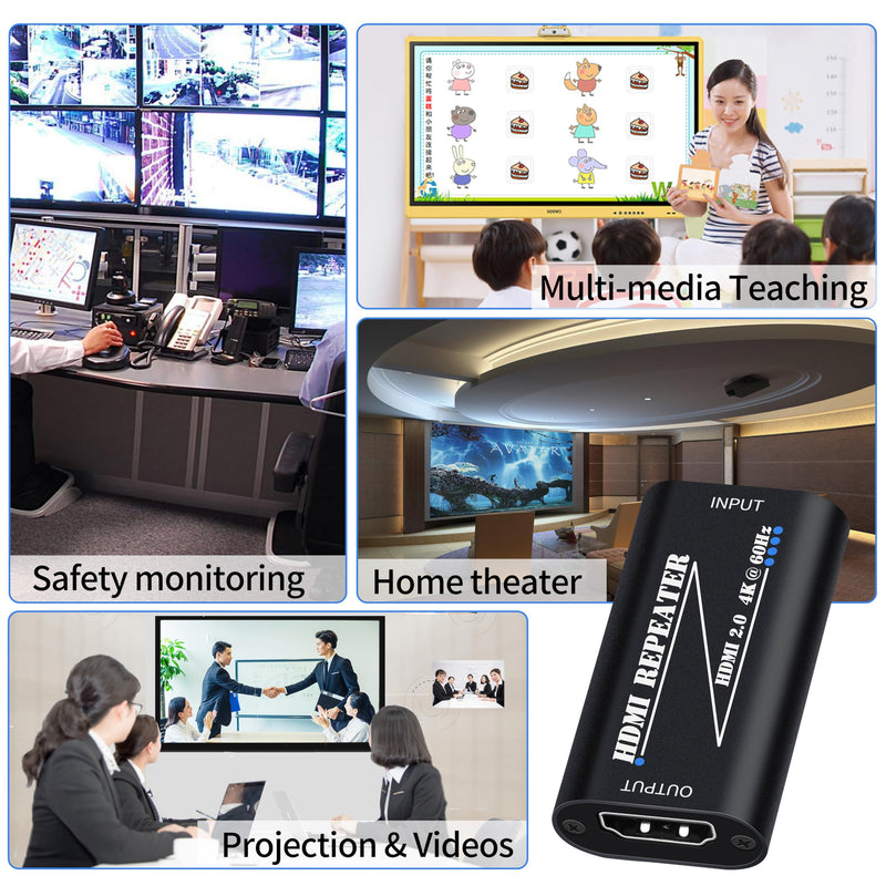 HDMI 2.0 Repeater 4K 60Hz hdmi Signal Booster Amplifier Extender No Power Required for TV/Laptop/PS4/DVD Plug and Play
