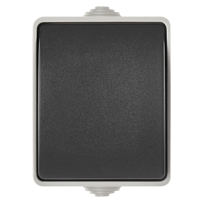 EMOS Waterproof Toggle Switch with Rocker Staircase Switch for Lighting, Grey/Black Colour, 250V~/10AX, Plastic, Surface Mounted, IP54 Outdoor