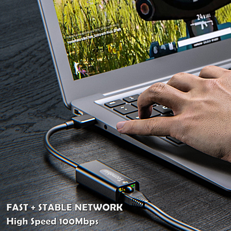 USB Ethernet Adapter, USB 2.0 to 10/100 Ethernet LAN Network Wired Adapter for MacBook, Surface Pro, Notebook PC, Compatible with Windows7/8/10, Mac OS, Android, Chrome OS, Linux (TCC-S20A)