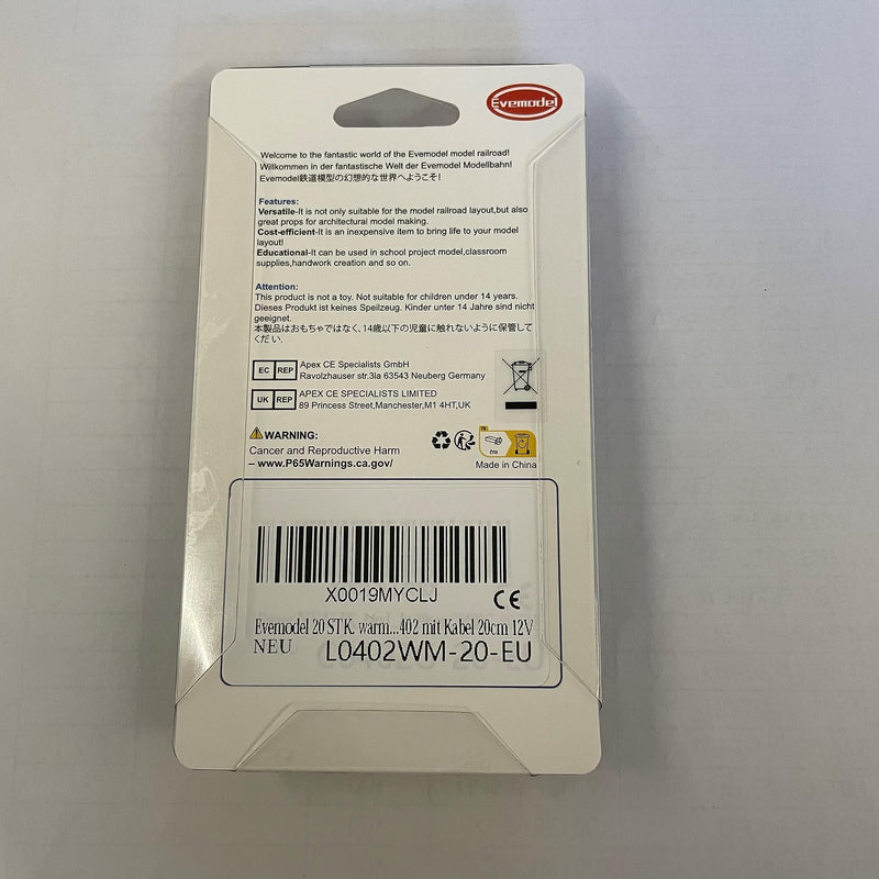 Evemodel 20 PCS. warm white SMD LED light-emitting diodes Micro Litz design 0402 with cable 20cm 12V